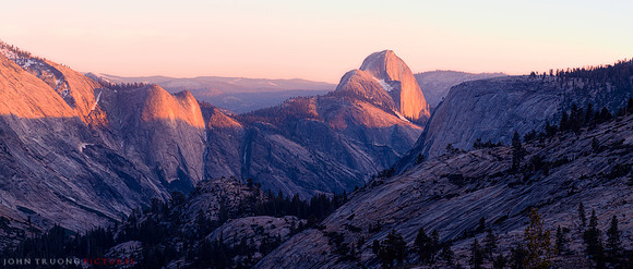 View of Half Dome: Cloudless Sunset at Olmstead Point