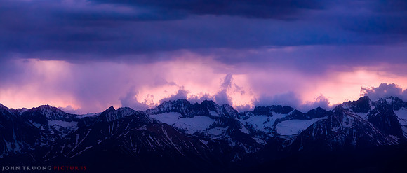 Rainclouds and Sunset over the Eastern Sierras from Ancient Bristlecone Pine Forest, Owens Valley